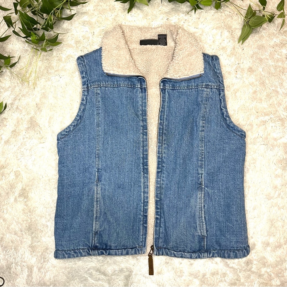 Denim Sherpa-Lined Vest - Blue